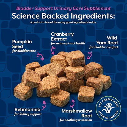 NaturVet Bladder Support Plus Cranberry for Dogs, 60 ct Soft Chews, Made in The USA with Globally Source Ingredients