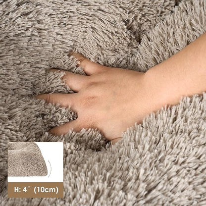 EHEYCIGA Fluffy XXL Dog Crate Pad, Plush Faux Fur Dog Bed for Extra Large Dogs, Calming Anti Anxiety XXL Bed, Washable Soft Warm Crate Mat with Non-Slip Bottom, Taupe