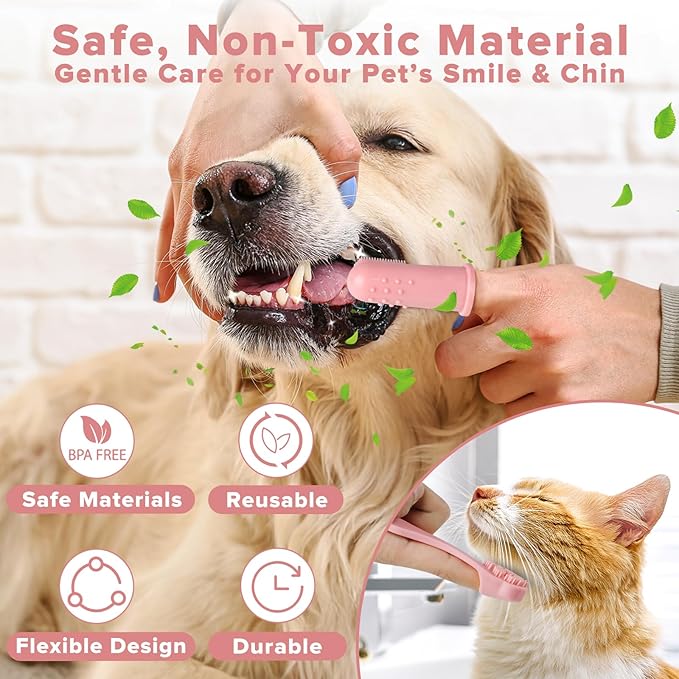Augwind 6PCS Pet Grooming Kit for Dogs,Cats and Horses | Dog Washing Gloves | Dog Bath Brush | Dog Bath Gloves | Dog Shampoo Brush | Pet Grooming Gloves | Dog Bath Supplies (Light Pink)