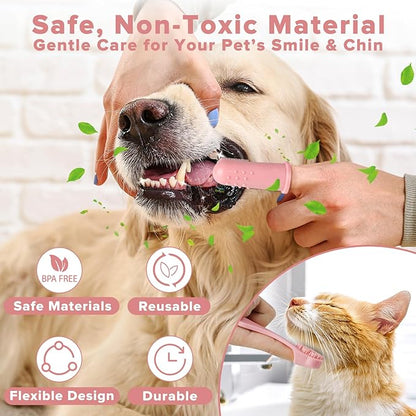 Augwind 6PCS Pet Grooming Kit for Dogs,Cats and Horses | Dog Washing Gloves | Dog Bath Brush | Dog Bath Gloves | Dog Shampoo Brush | Pet Grooming Gloves | Dog Bath Supplies (Light Pink)