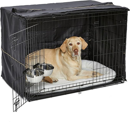 MidWest Homes for Pets Double Door iCrate Starter Kit, 42-inch Dog Crate Bundle for Large Dogs, Includes Cage, Pet Bed, 2 Bowls and Privacy Cover