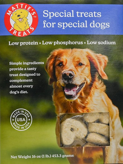Mattie's Treats: 1 Pound Box; Low Protein, Low Phosphorus, Low Sodium Dog Treats
