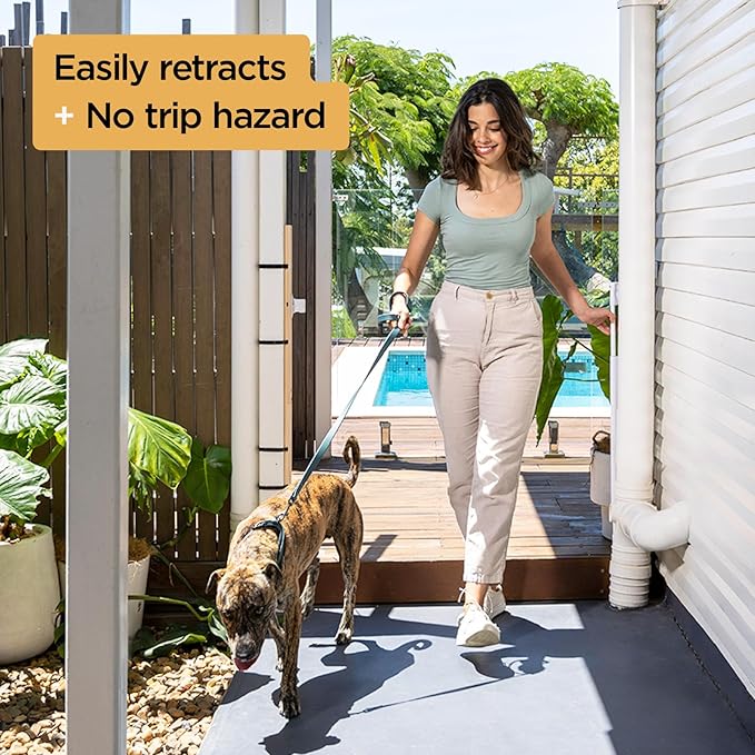 Hakuna Pets Indoor/Outdoor Paw Proof Retractable Dog Gate, 36.6" Tall Extends to 71" Wide, White