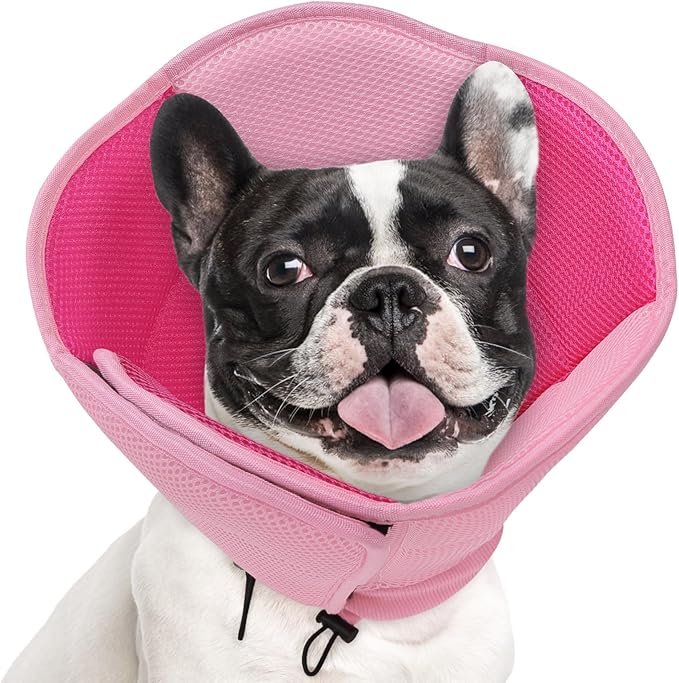 AOFITEE Dog Cone - Soft Cones Dog After Surgery, Comfy Cones for Dogs to Stop Licking, Adjustable Small Dogs Cone Collar for Wound Healing, Elizabethan Pet E-Collar, Pink Small