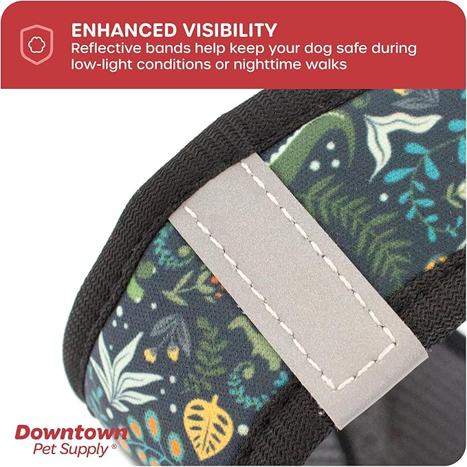 Downtown Pet Supply Step-in Dog Harness – No Pull, Adjustable Padded Mesh with Reflective Trim, Secure Buckle Strap – Comfortable & Breathable Small Dog Harness, X-Large, Dinosaur