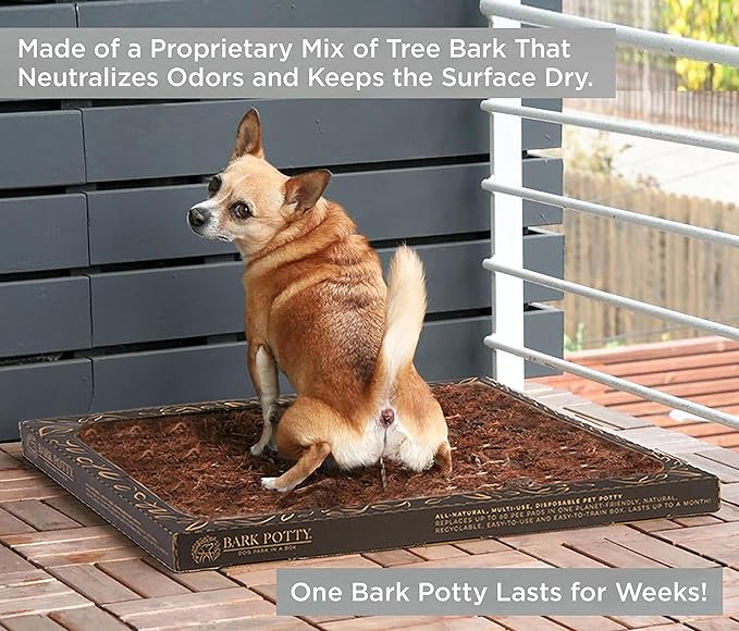 Bark Potty Large Dog Potty Training Box - Disposable, Long-Lasting Pee Pad Litter Replacement - Leak Resistant, Multi-Use, Odor Control, Indoor/Outdoor Toilet Tray