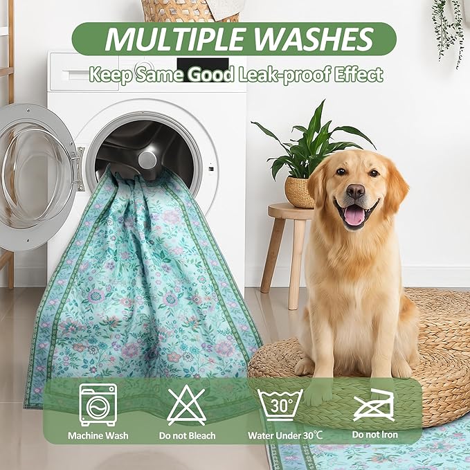 Washable Pee Pads for Dogs, 2 Pack Super Absorbent Reusable Puppy Pads with Colorful Flowers Patterns for Potty Training, Floor, Couch, Bed, and Crate,24"x 36"