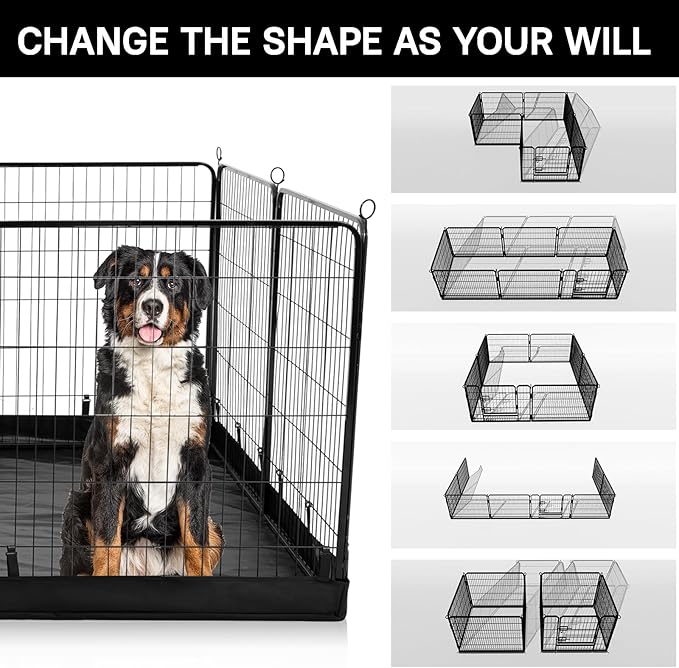 PJYuCien Dog Playpen Plus Storage Bag, 31.3" H 8 Panels Puppy Pen with Square Bottom, Heavy Duty Dog Fence for Puppies/Small Dogs