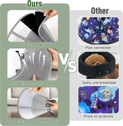Soft Dog Cone Collar for Large Medium Small Dogs After Surgery, Adjustable Pet Recovery E-Collar, Elizabethan Collar for Dogs and Cats, Grey Small