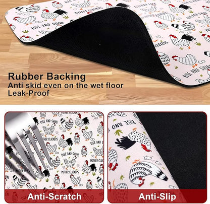 Dog Food Mats for Floors Waterproof Mat for Cat Food and Water Bowls - Absorbent Quick Dry Non Slip Mat for Pet Feeding