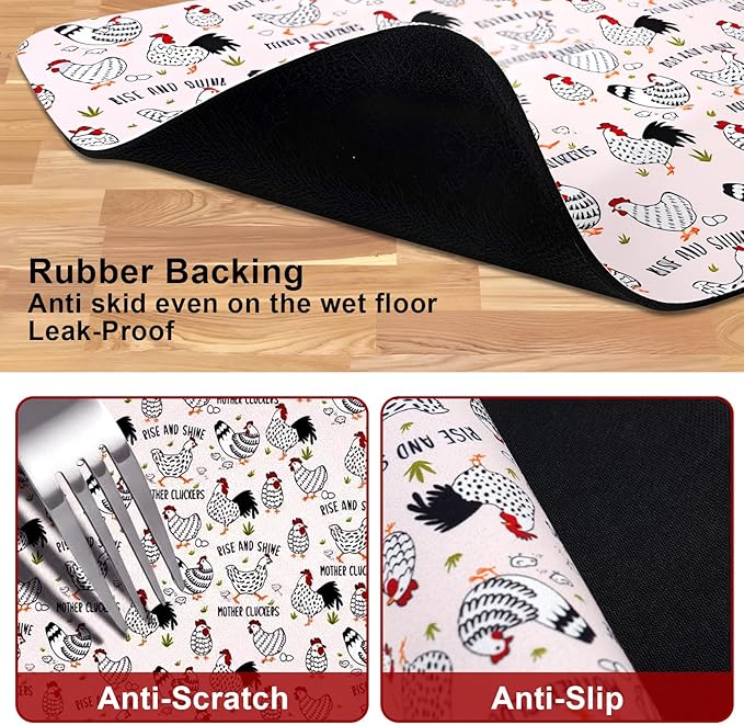 Dog Food Mats for Floors Waterproof Mat for Cat Food and Water Bowls - Absorbent Quick Dry Non Slip Mat for Pet Feeding