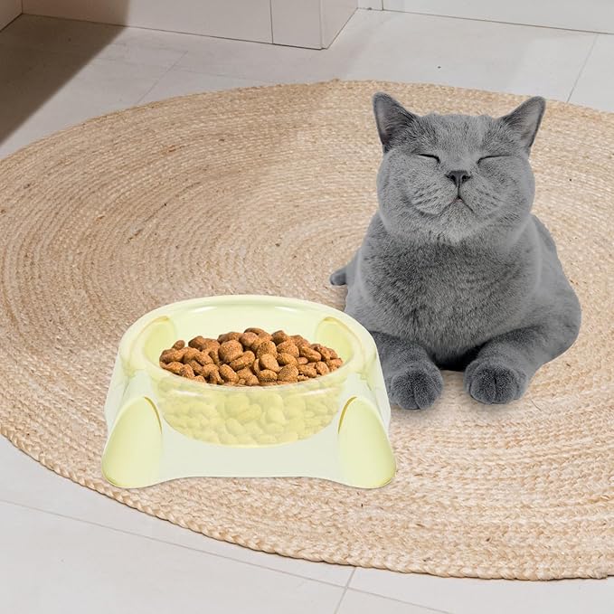 HEMOTON Pet Dog Bowl Large Yellow Crystal Food Container Puppy Feeding Dish Cage Feeder for Indoor Use