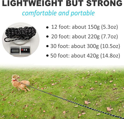 50FT Long Slip Lead Dog Leash, Anti-Choking Reflective Rope Training Leash for Medium Dogs Small Puppy Pets (Grey, 1/3 in)