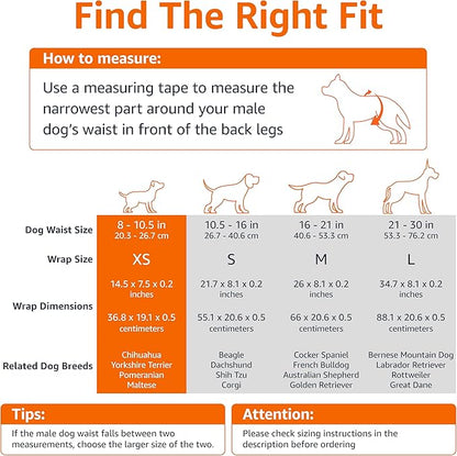 Amazon Basics Super Absorbent Male Dog Diapers, Leak-Proof Disposable Wrap with Wetness Indicator, Secure Fit, Breathable, X-Small, 30 Count
