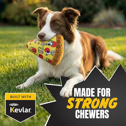 Bite Force -Durable & Strong Dog Toy Pizza Slice with Squeaker, Kevlar-Reinforced for Aggressive Chewers for Small Medium Large Dogs - Yellow.