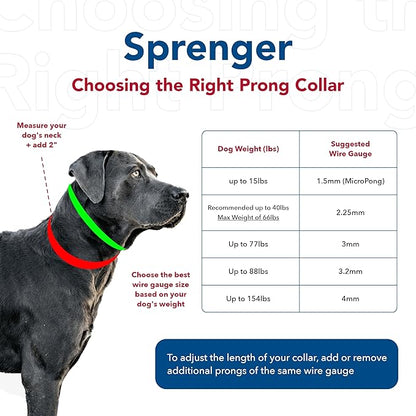 Herm SPRENGER Ultra-Plus Prong Dog Training Collar, 3.0 mm x 18" Neck Size, 3.0 mm x 22" Chain Length, Steel Chrome Plated Dog Prong Collar, Pinch Collar for Dogs, Dog Correction Collar
