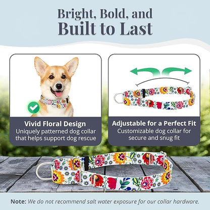 Lucky Love Dog Martingale Dog Collar - Adjustable, No-Slip, Durable, & Soft Webbing Collar for Male and Female Dogs Ideal for Training & Walking - Ladybird, Small