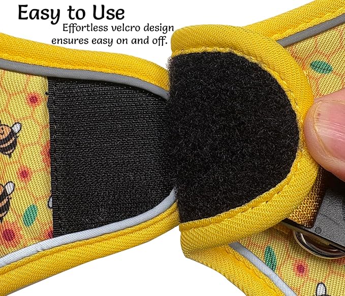 Mihqy Step in Dog Harness and Leash Set, Reflective Adjustable No Pull Dog Harness for Small Medium Dogs Puppy and Cats, Soft Padded Mesh Vest Harnesses for Girl and Boy Pets(Bee,M)