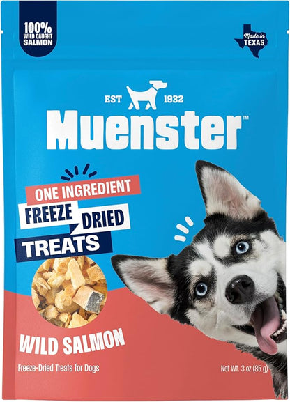 Muenster New Freeze Dried 100% Salmon Bites - Only One Ingredient Raw Salmon Freeze Dried for a Healthy and Delicous Treat. 3 Ounce (Pack of 1)