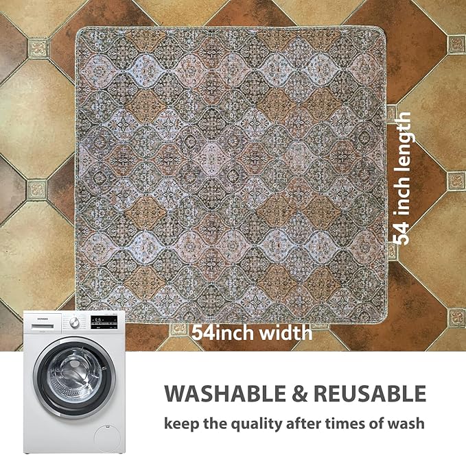 nunubaby Washable Pee Pads for Dogs, Stylish, Non-Slip and Leak-Proof Pee Pads. Reusable Potty Pads for Dogs for Crates and Floors.(Brown/Multi, 54" x54" )