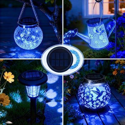 YJFWAL Solar Watering Can Lights Replacement Top, 3.6in Round Panel with 3.5Ft 80 Led Copper Wire String Lights for Solar Lantern Water Can Battery Box Accessories