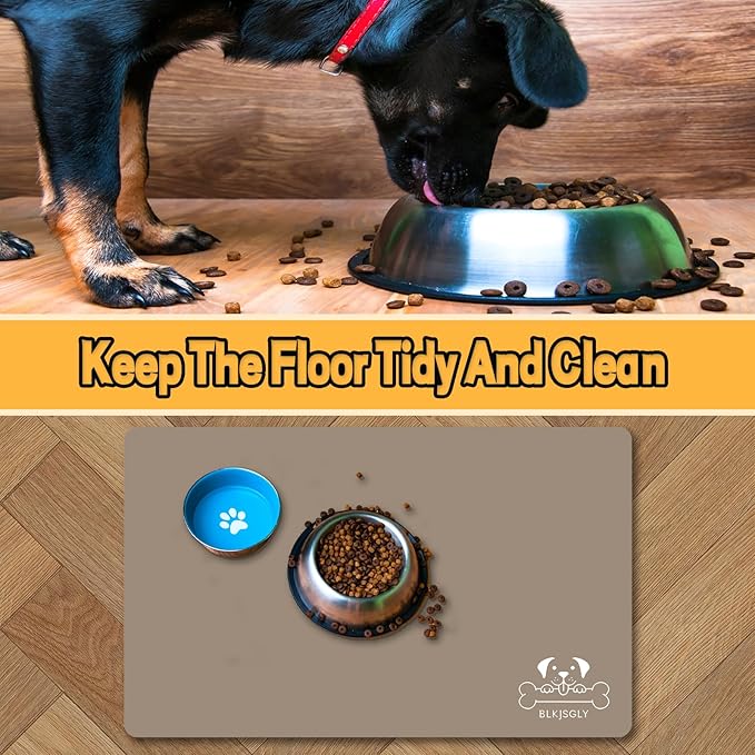 12"×20" Brown Absorbent Dog Mat for Food and Water Bowl- Quick Dry Durable Feeding Mat for Dog and Cat Easy Cleaning Pet Supplies for Messy Pets