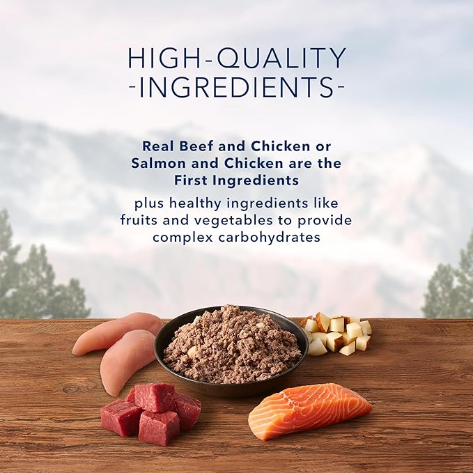 Blue Buffalo Wilderness High Protein Beef and Chicken & Salmon and Chicken Wet Dog Food Variety Pack for Adult Dogs,Grain-Free,12.5 oz Cans,(Pack of 12)