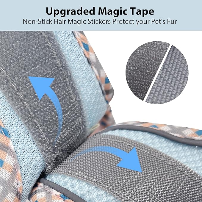 AIITLE Teacup Puppy Harness with Leash - Adjustable Soft Vest with Magic Tape & Reflective Safety Strips, Easy-Put-On for Poodles, Pomeranians - Gym, Hiking, Travel (Blue-Pink, S)