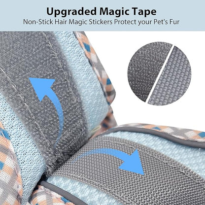 AIITLE Teacup Puppy Harness with Leash - Adjustable Soft Vest with Magic Tape & Reflective Safety Strips, Easy-Put-On for Poodles, Pomeranians - Gym, Hiking, Travel (Blue-Pink, S)