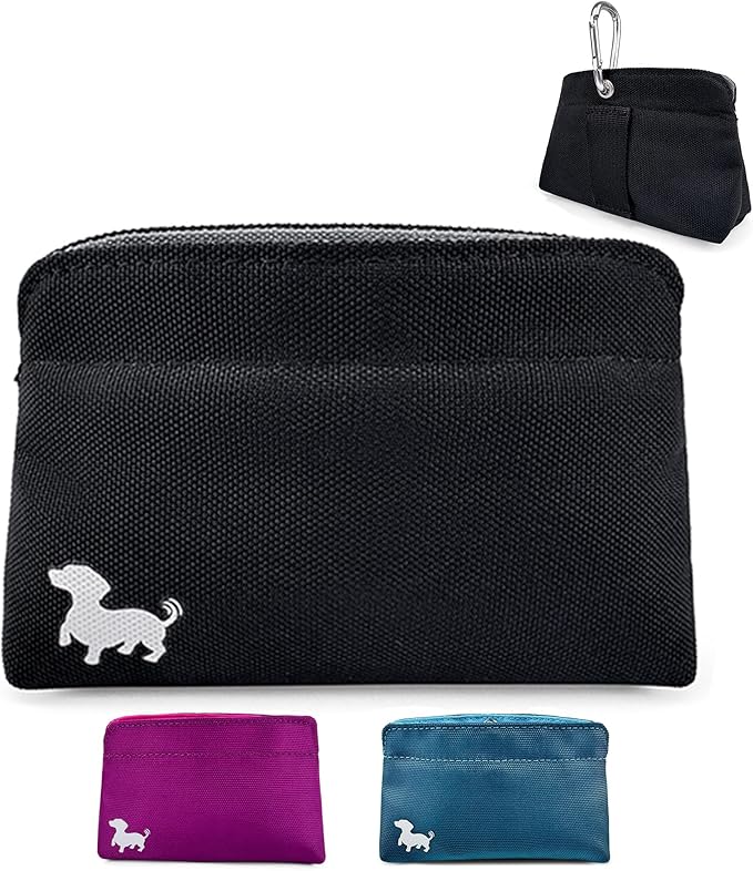 Pocket Sized Dog Treat Pouch - Treat Pouches for Pet Training - Medium Dog Treat Pouch with Magnetic Closure - Dog Walking Treat Bag for Dog Training - Black with Gray Interior