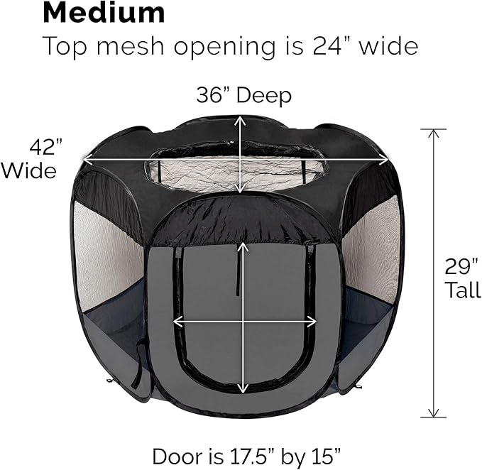 Furhaven Portable Dog Playpen Cat Tent, Pet playground,Kennel foldable indoor outdoor zippered puppy crate - Gray, Medium