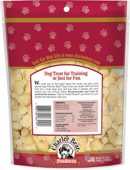 Charlee Bear Original Crunch Beef Liver Dog Treats,16 oz - Made in The USA,Natural Training Treats for Dogs,(Pack of 2)