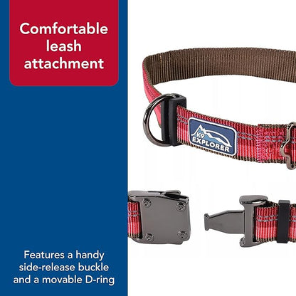Coastal Pet K9 Explorer Reflective Adjustable Dog Collar - Comfortable Collar for the Outdoors - Durable, Lightweight Accessory with Side-Release Buckle - Campfire Orange, 1" x 18-26"