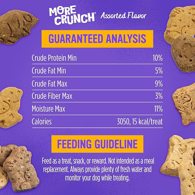 Blue Dog Bakery More Crunch Small Assorted Flavors, Dog Biscuits, Healthy Treats, All Natural, Bacon, Chicken, Cheese, Peanut Butter, 5 lb (Pack of 1)