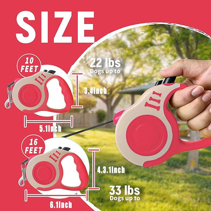 Retractable Dog Leash Automatic Telescopic Tractor Dog Tape, Pet Tape 10/16 FT Durable and Convenient, with Non-Slip Handle, Suitable for Small and Medium-Sized Dogs