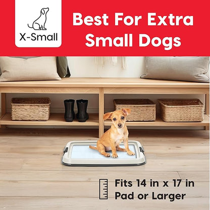 IRIS USA Pee Pad Holder for Dogs and Puppies, Potty Training Tray with Secured Latches, Non-Skid Feet, Leak Protection, Easy Clean Surface, Fits 14"x17" Puppy Pads Size, Dark Gray
