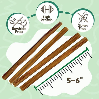Nature Gnaws Small Bully Sticks for Dogs 5-6" (15 Count) - Long Lasting for Light Chewers and Puppies - Natural Thin Beef Dog Chew Bones - Rawhide Free