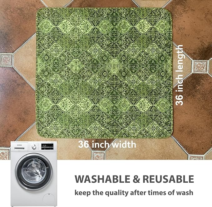 nunubaby Washable Pee Pads for Dogs, Stylish, Non-Slip and Leak-Proof Pee Pads. Reusable Potty Pads for Dogs for Crates and Floors.(Green/Multi, 36" x36" )