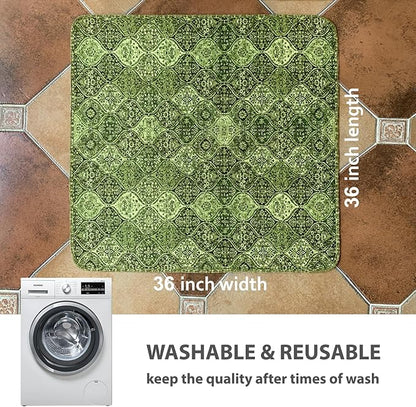 nunubaby Washable Pee Pads for Dogs, Stylish, Non-Slip and Leak-Proof Pee Pads. Reusable Potty Pads for Dogs for Crates and Floors.(Green/Multi, 36" x36" )