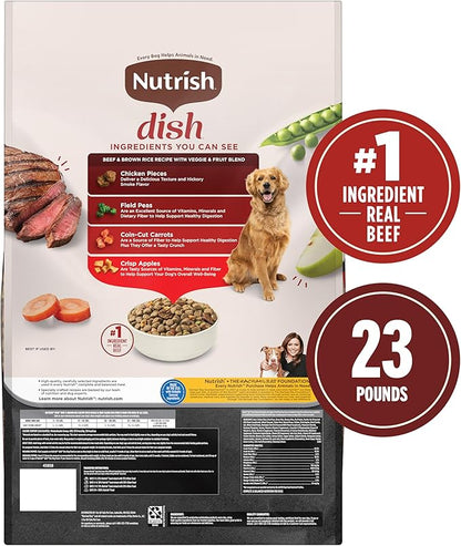 Nutrish Rachael Ray Dish Dry Dog Food Beef & Brown Rice Recipe with Veggie & Fruit Blend, 23 lb. Bag