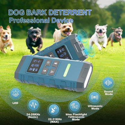 Dog Bark Deterrent Device,G3 Anti Barking Device for Dogs, Bark Stopper with Display,Ultrasound Dog Bark Deterrent,for Indoor/Outdoor/Safe and Effective Bark Stopper with Flashlight (Blue)