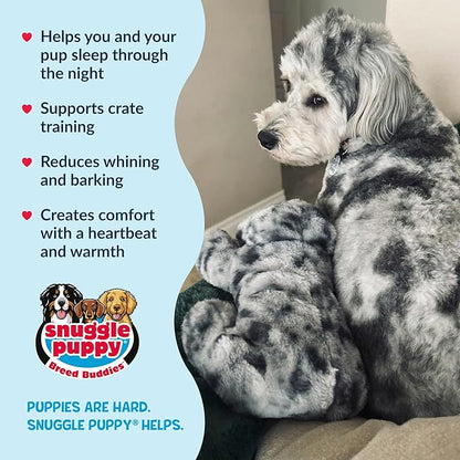 Snuggle Puppy Heartbeat Dog Toy for Puppies, Real-Feel Heartbeat, Calming Sleep Aid and Crate Training Comfort Toy with Heat Pack, Medium Breed Buddies Blue Merle (Australian Shepherd, Aussie)