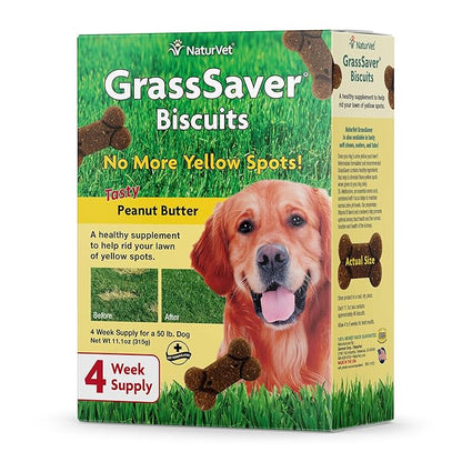 NaturVet GrassSaver|Biscuits for Dogs – Help Keep Grass Green, Rid Your Lawn of Yellow Patches Caused by Dog Urine| No More Yellow Spots| DL-Methionine Peanut Butter Flavor – 11 oz