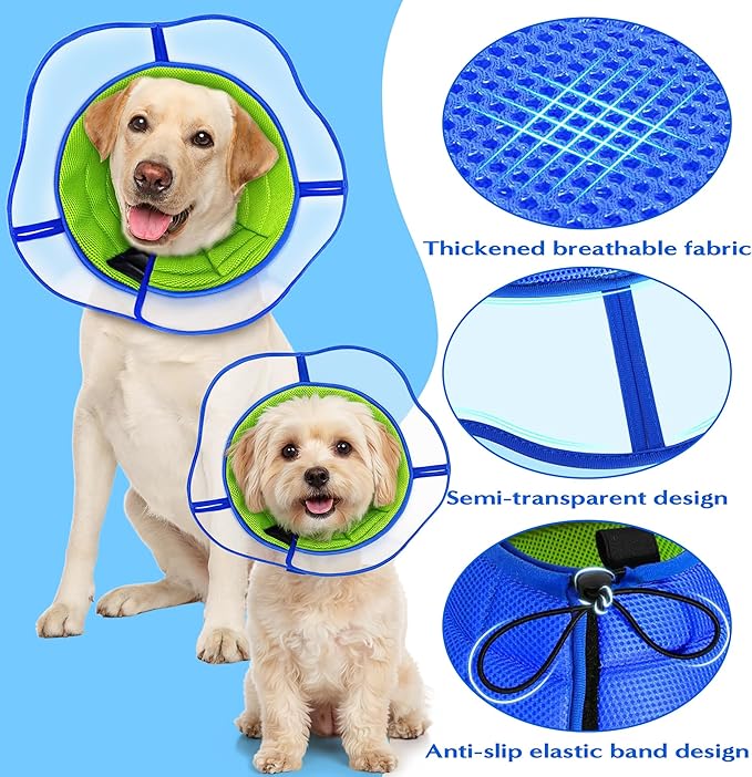 Soft Dog Cone Collar - Adjustable Recovery Padding Cone for Small Dogs After Surgery to Stop Licking, Breathable Lightweight Elizabethan Protective Neck Collar for Pet Cat Puppy (XL)