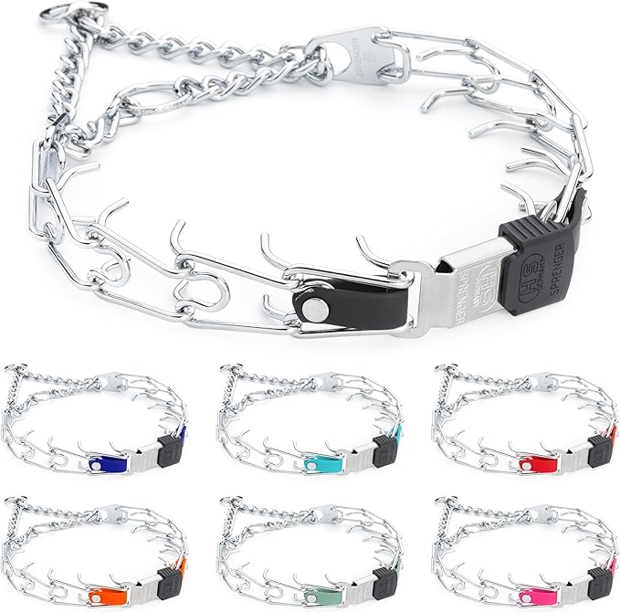 Herm Sprenger Chrome Plated Steel Dog Collar with Quick Release ClicLock Buckle and Biothane Insert Training Collar for Dogs Made in Germany (Black, 22in x 3.0mm(Neck Size up to 18-19in))