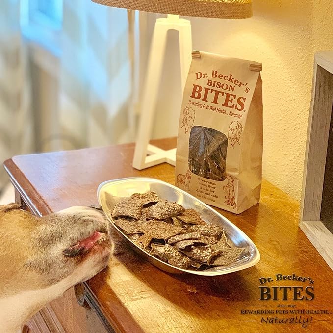 Dr. Becker's Bison Bites | 100% Pure Meat Protein | Grain Free Liver Training Treats for Dogs & Cats, 5 oz