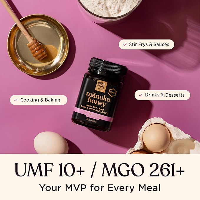 Manuka Honey UMF 10+ (MGO 261+) 100% Pure New Zealand Honey - Certified. Raw, 8.8 Oz (250g)