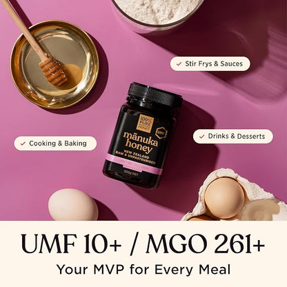 Manuka Honey UMF 10+ (MGO 261+) 100% Pure New Zealand Honey - Certified. Raw, 8.8 Oz (250g)