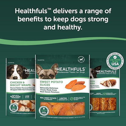 Healthfuls Sweet Potato Slices Healthy Dog Treats – Limited Ingredient, Grain Free, Made from Real Dried Sweet Potatoes, 16 oz