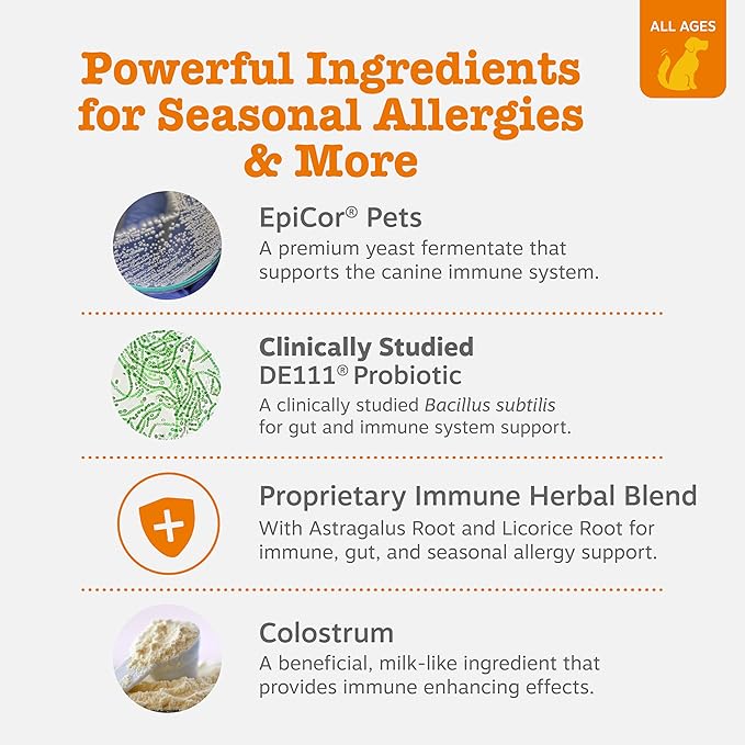 Zesty Paws Ancient Elements Allergy Immune Bites - Dog Allergy Chews, Dog Probiotics for Itchy Skin and Ears, Bison, 90ct